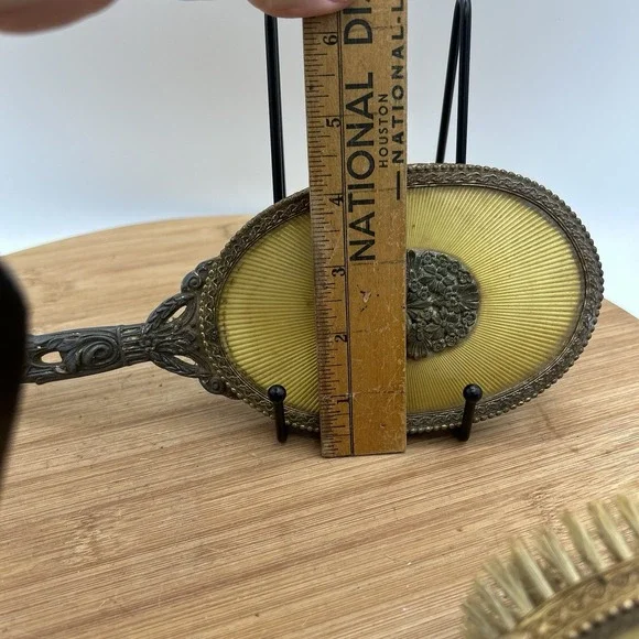 Apollo Hand Mirror & Brush Set Ormolu Filigree Floral Vanity Hollywood Regency Vanity Mirrors